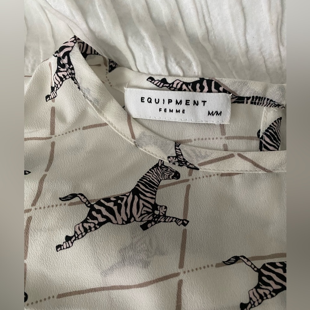 Equipment Sleeveless Blouse with Zebra Print